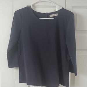 Pull&Bear Blue 3/4 Sleeve Boxy Crew Neck Top